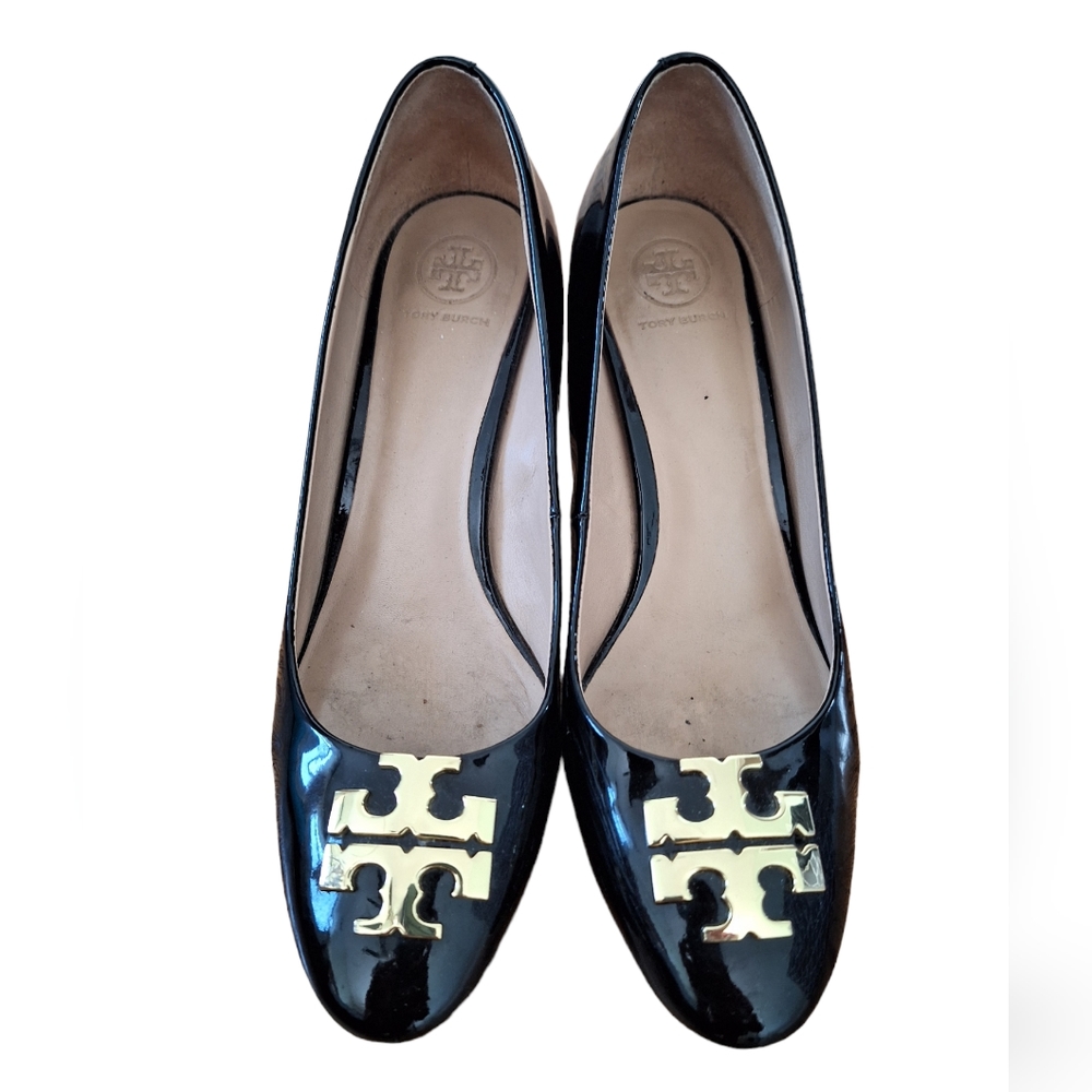 Tory Burch Black Raleigh 70mm Patent Pump 8.5